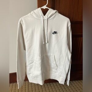 White Nike Hoodie with Black Logo, Size Medium